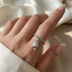 Anello Regolabile con Campanella Portafortuna In Acciaio Inossidabile