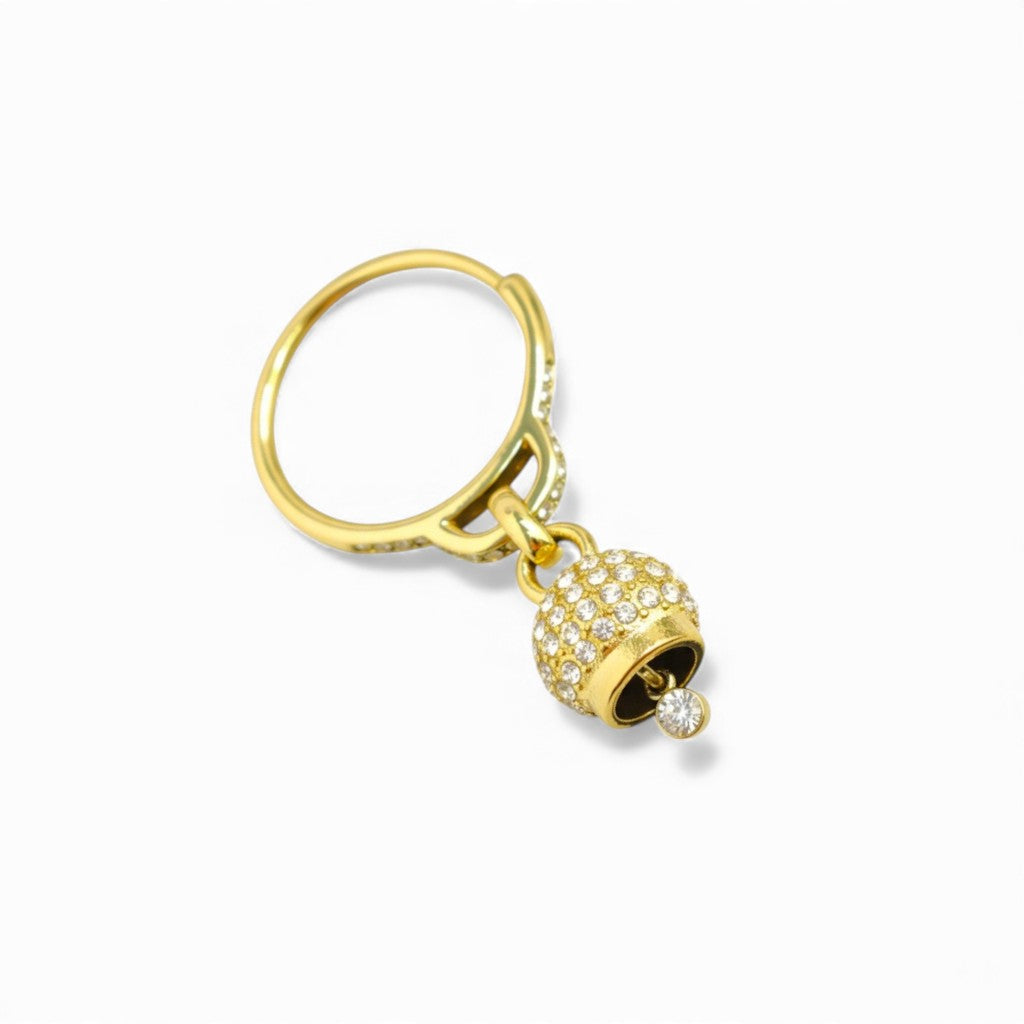 Anello Regolabile con Campanella Portafortuna In Acciaio Inossidabile