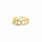 Anello Chain Regolabile con Pavé di Zirconi In Acciaio Inossidabile