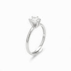 Anello Solitario Classico con Zircone Brillante In Acciaio Inossidabile