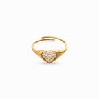 Anello con Cuore in Pavé di Zirconi In Acciaio Inossidabile