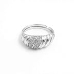 Anello Croissant con Zirconi In Acciaio Inossidabile