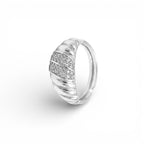 Anello Croissant con Zirconi In Acciaio Inossidabile