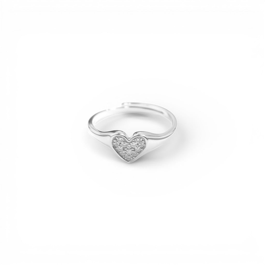 Anello Cuore Pave In Argento 925