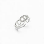 Anello Chain Regolabile con Pavé di Zirconi In Acciaio Inossidabile