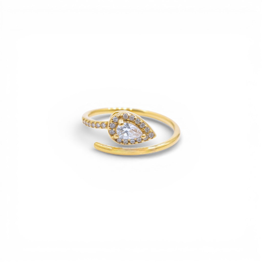 Anello Goccia Imperiale con Pavé di Zirconi In Acciaio Inossidabile