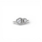 Anello Double Heart Zirconi Bicolore con Pavé Luminoso In Acciaio Inossidabile