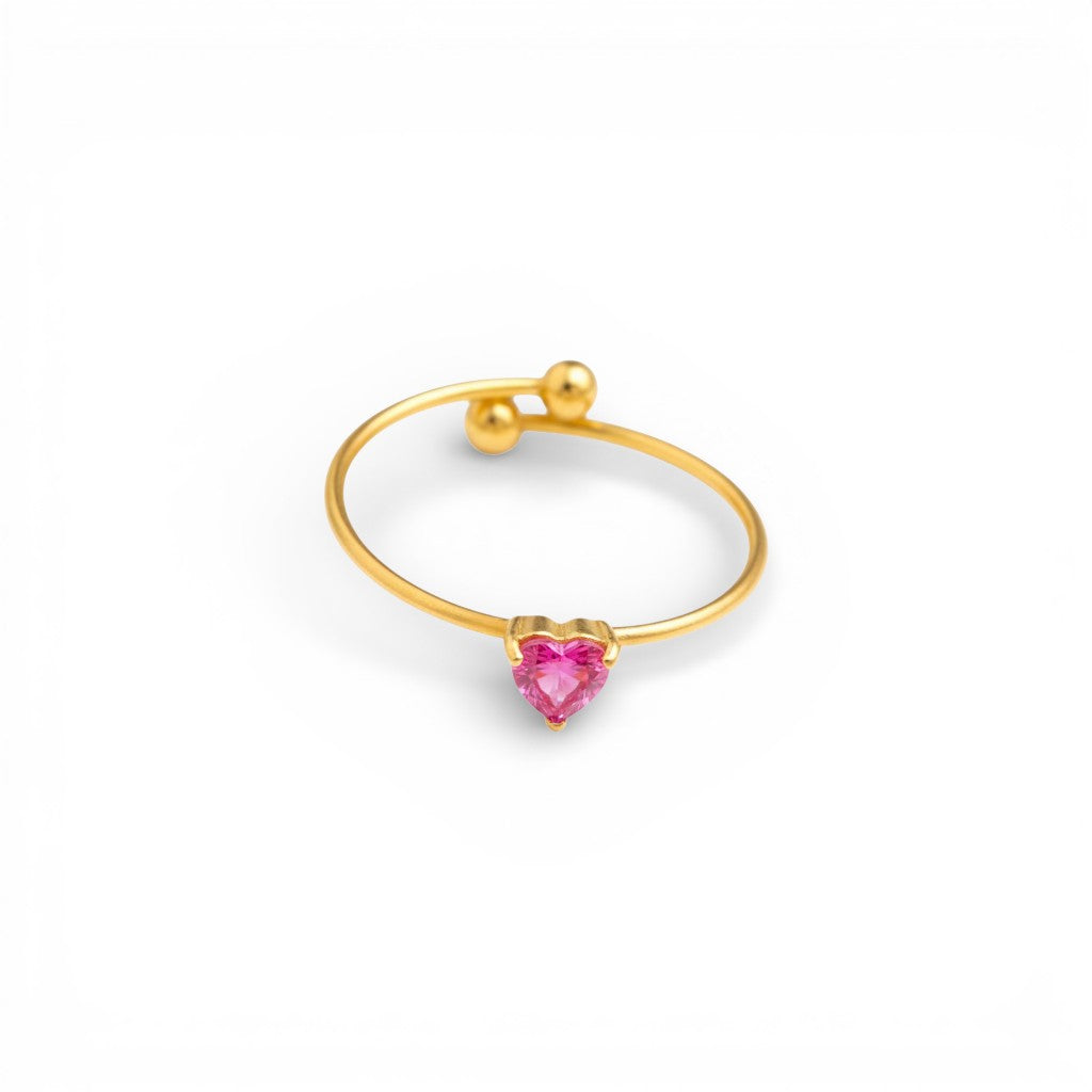 Anello Heart Link con Cuore in Pavé In Acciaio Inossidabile