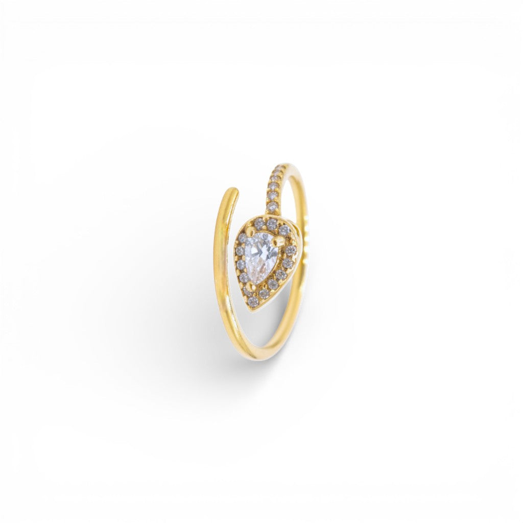 Anello Goccia Imperiale con Pavé di Zirconi In Acciaio Inossidabile