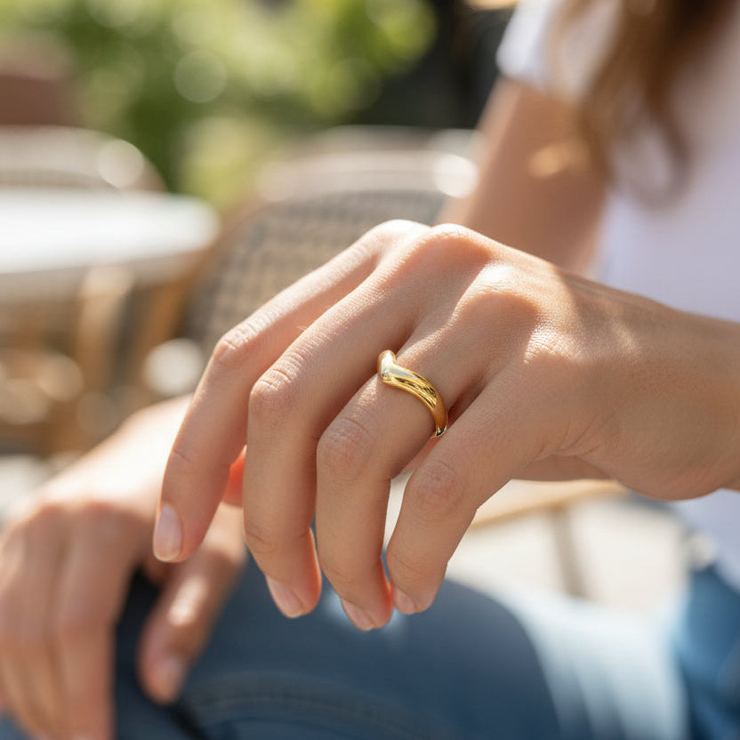 Anello Regolabile V-Shape in Acciaio Inossidabile