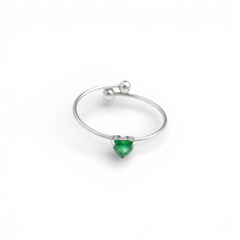 Anello Heart Link con Cuore in Pavé In Acciaio Inossidabile