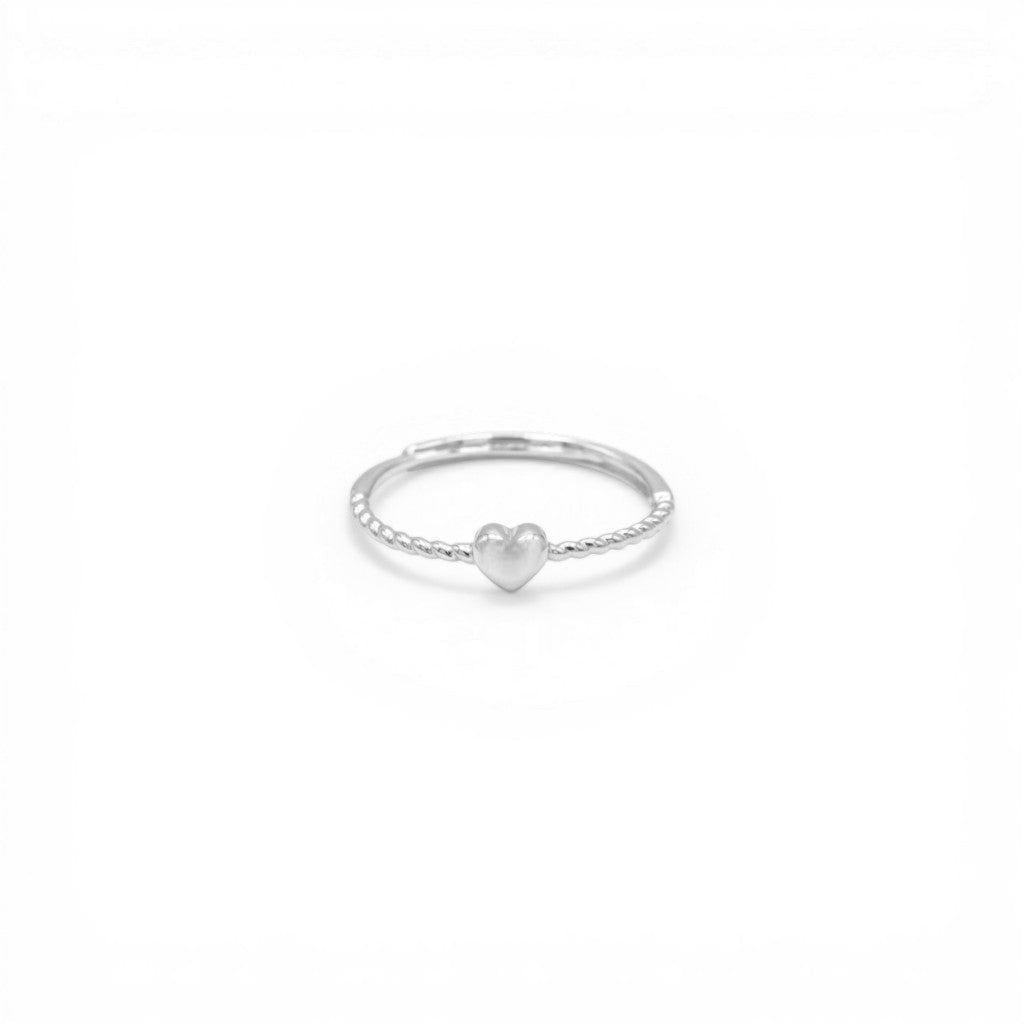 Anello Torchon con Cuore Centrale In Argento 925