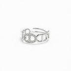 Anello Chain Regolabile con Pavé di Zirconi In Acciaio Inossidabile