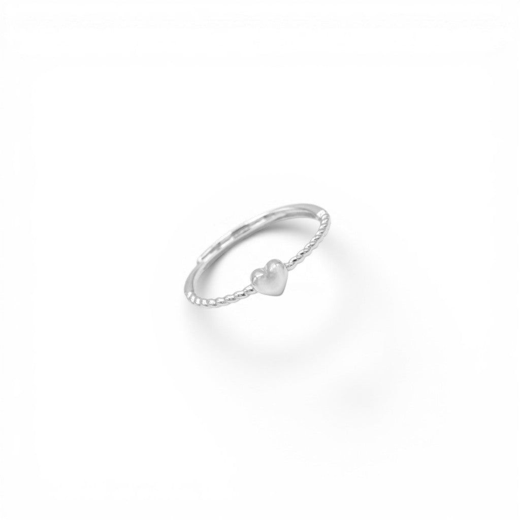 Anello Torchon con Cuore Centrale In Argento 925