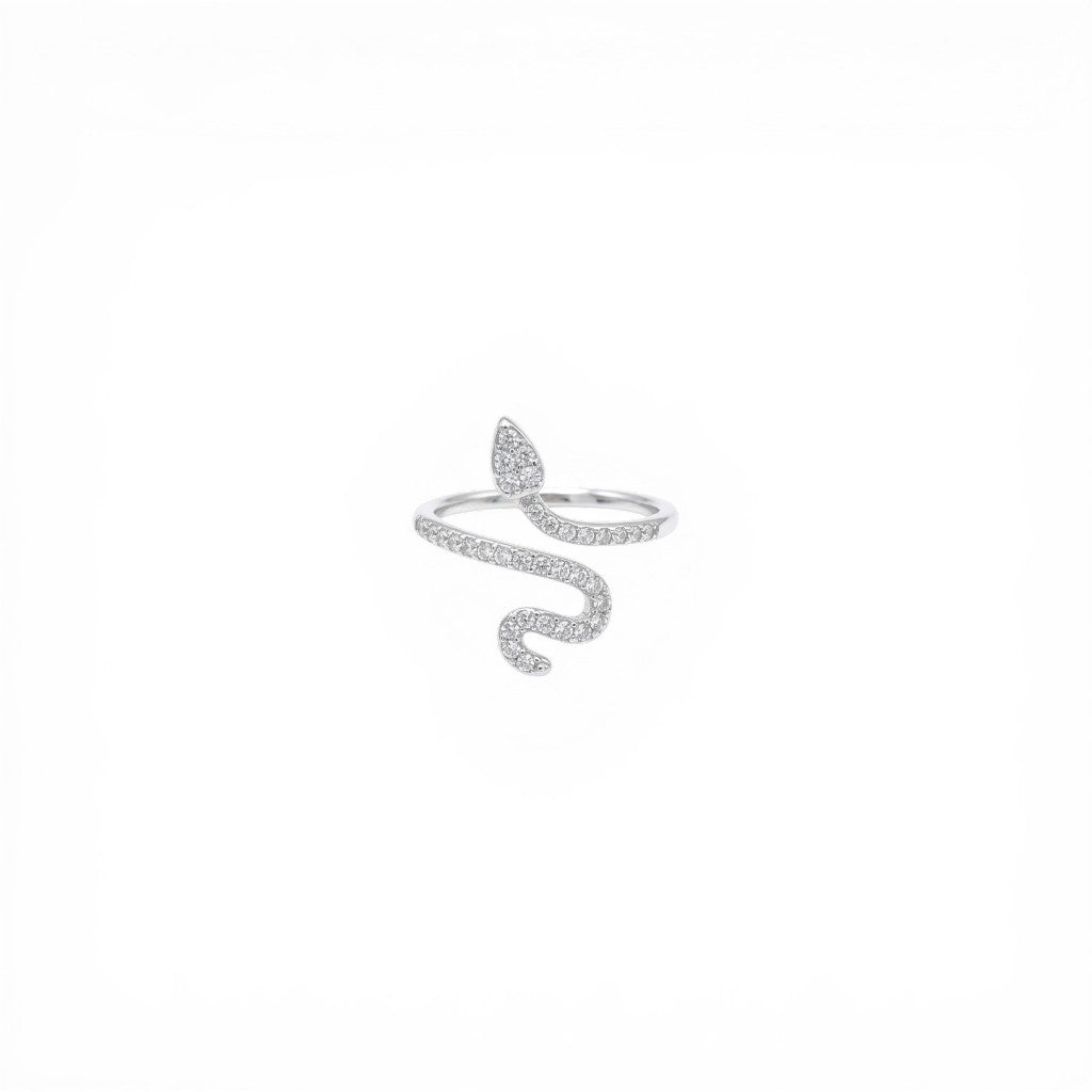 Anello Serpente Avvolto Micro-Pavé In Acciaio Inossidabile
