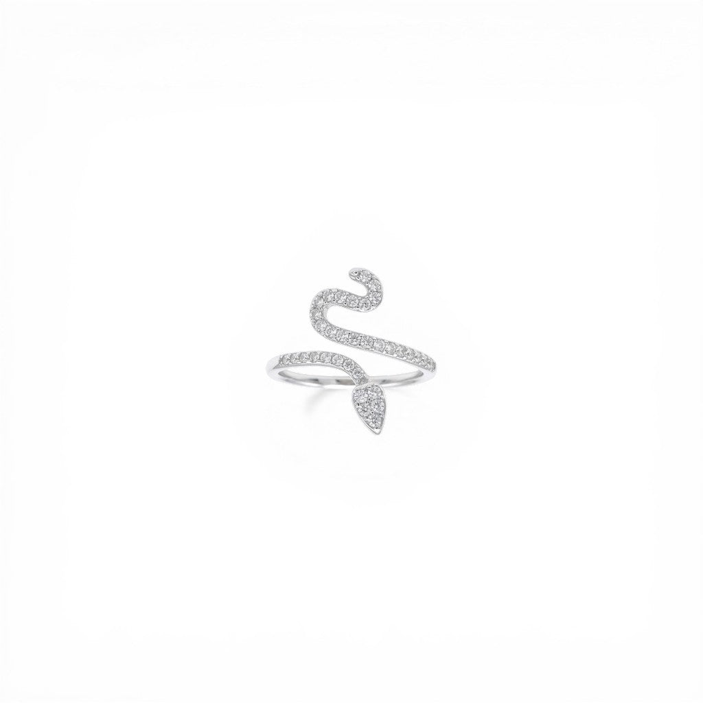 Anello Serpente Avvolto Micro-Pavé In Acciaio Inossidabile