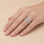 Anello Chain Regolabile con Pavé di Zirconi In Acciaio Inossidabile