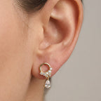 Orecchini Cerchietto con Pavé e Goccia Pendente In Argento 925