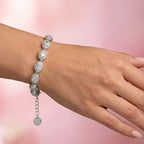 Bracciale Tennis con Zirconi Ovali e Cornice Halo In Acciaio Inossidabile