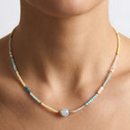 Collana Pastel Mix con Sfera Centrale in Pietra In Acciaio Inossidabile