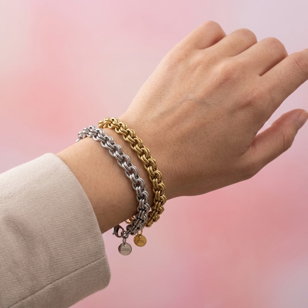 Bracciale Chunky  Intrecciato In Acciaio Inossidabile