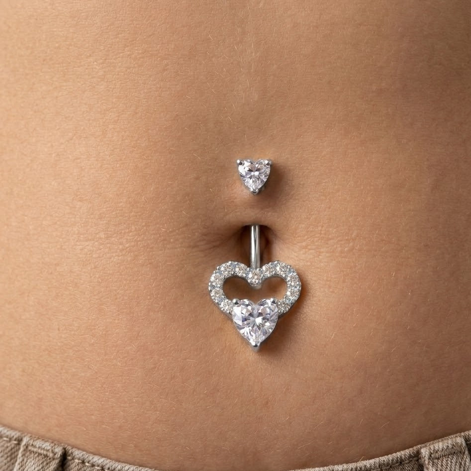 Piercing Banana Doppio Cuore In Acciaio Inossidabile