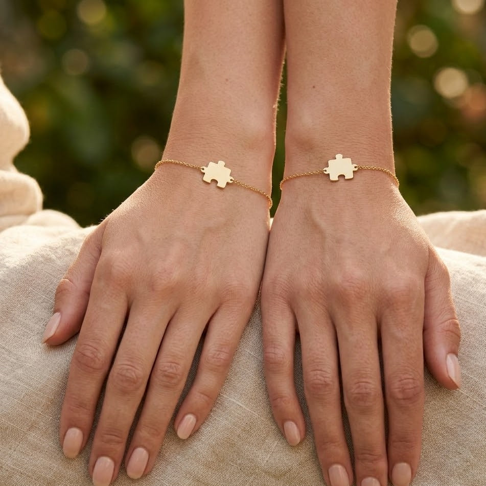 Coppia Bracciali Puzzle In Acciaio Inossidabile