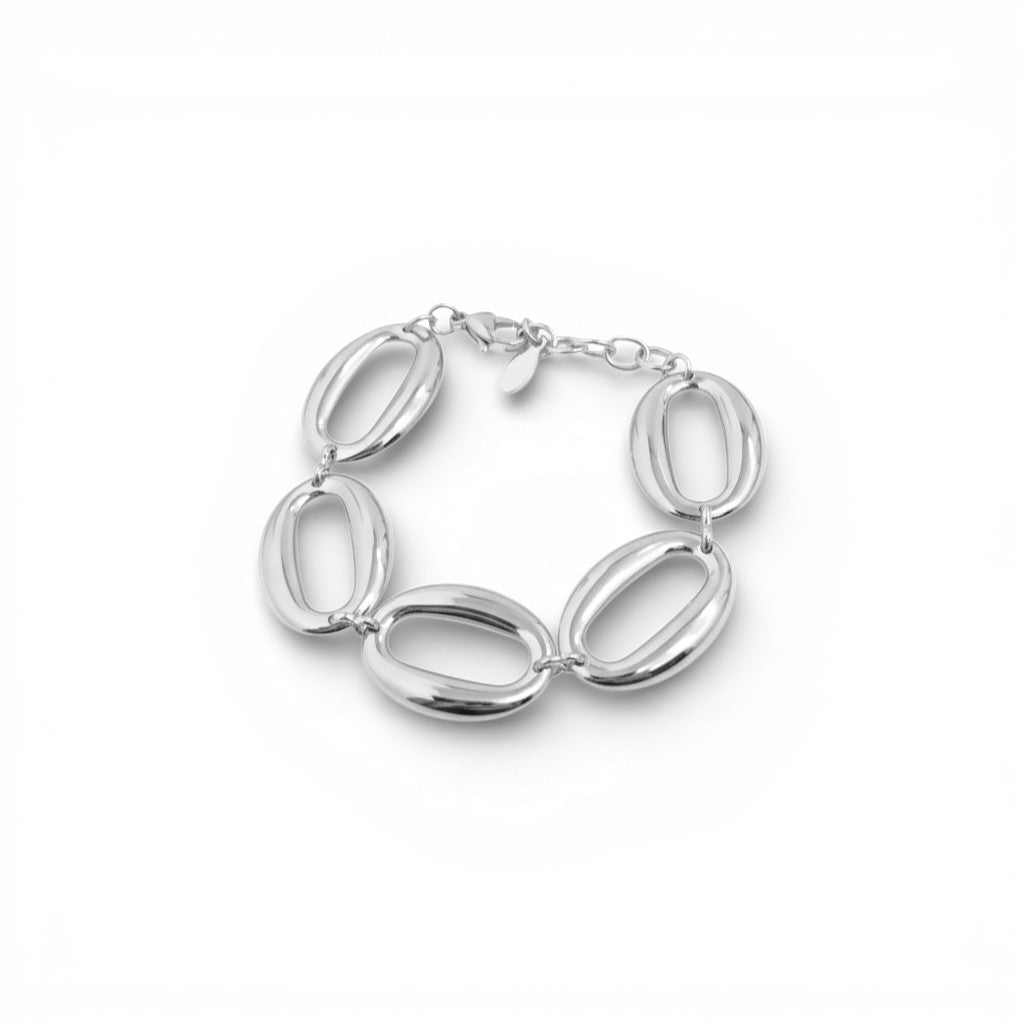 Bracciale Catena Ovali Bombati In Acciaio Inossidabile