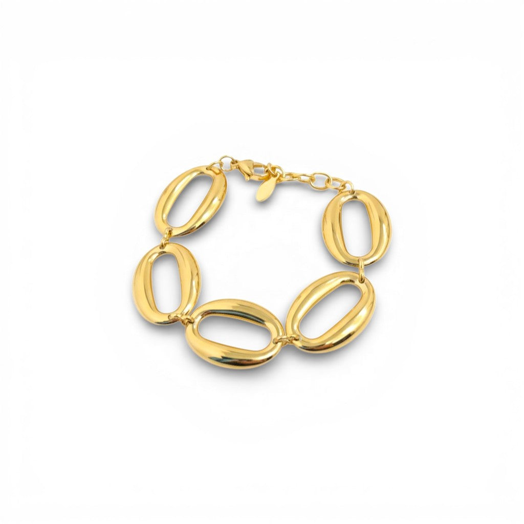 Bracciale Catena Ovali Bombati In Acciaio Inossidabile