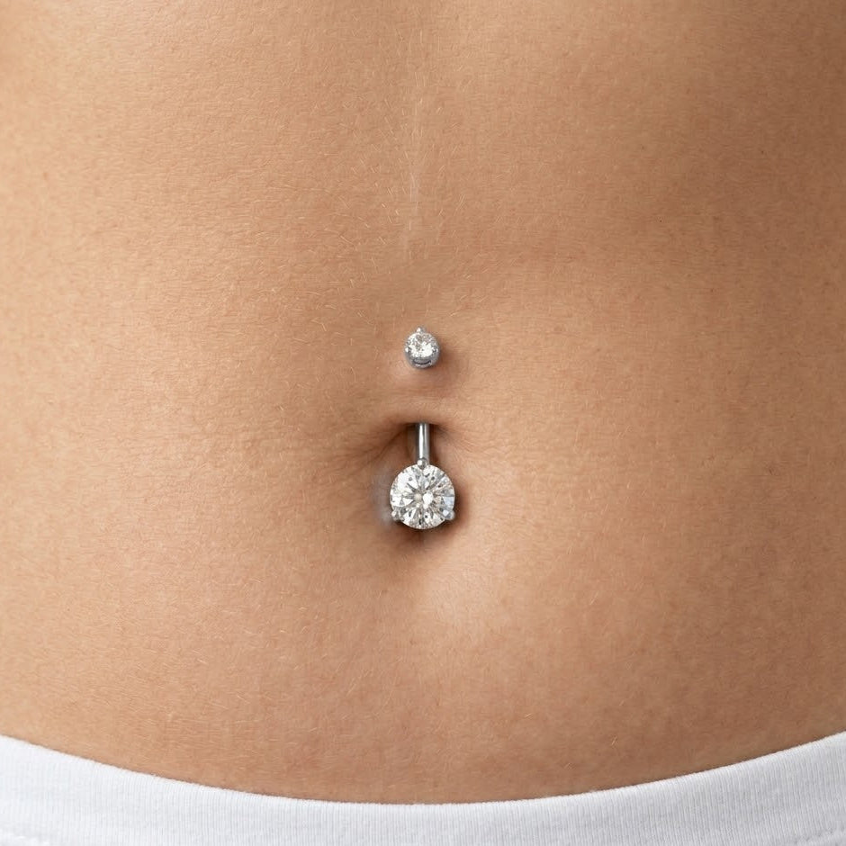 Piercing Banana Doppio Zircone Tondo In Titanio