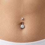 Piercing Banana Doppio Zircone Tondo In Titanio