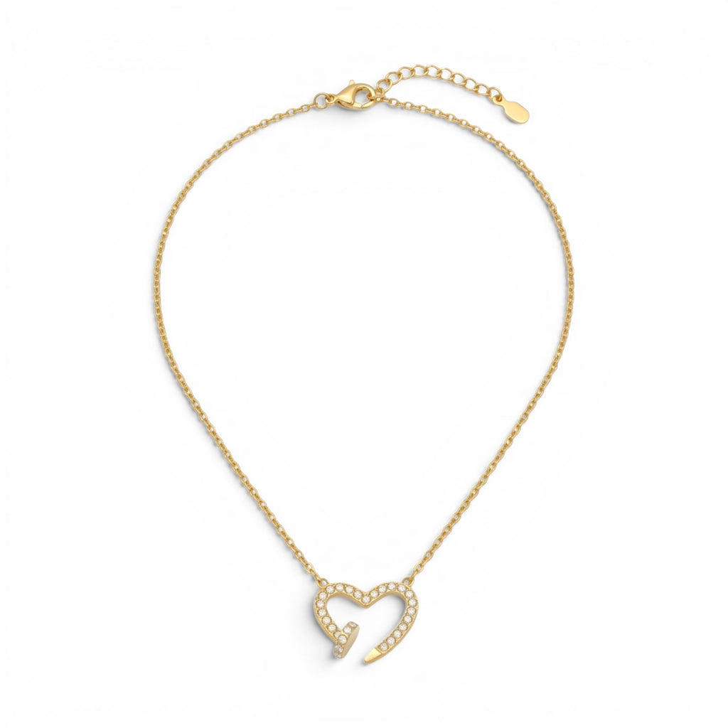 Collana con Cuore a Chiodo e Zirconi In Acciaio Inossidabile