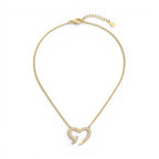 Collana con Cuore a Chiodo e Zirconi In Acciaio Inossidabile