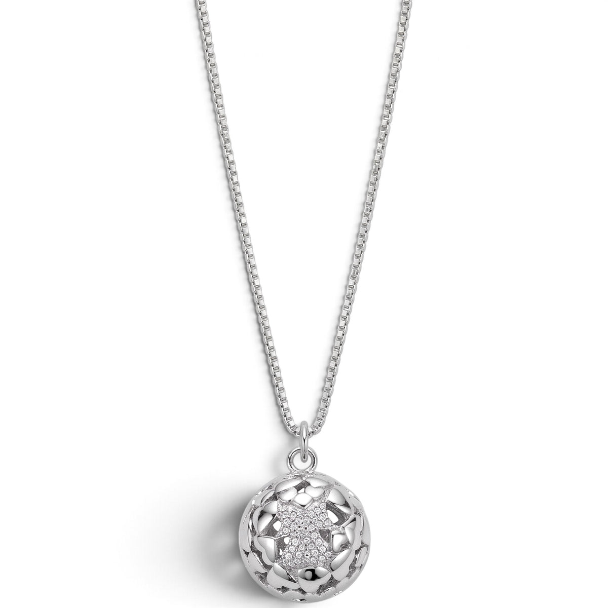 Collana Chiama Angeli con Angioletto Pavé e Cuori Traforati In Acciaio Inossidabile