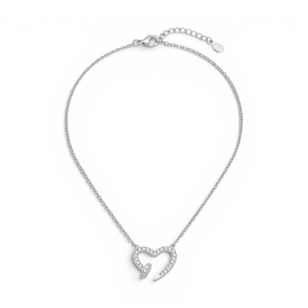 Collana con Cuore a Chiodo e Zirconi In Acciaio Inossidabile