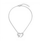 Collana con Cuore a Chiodo e Zirconi In Acciaio Inossidabile