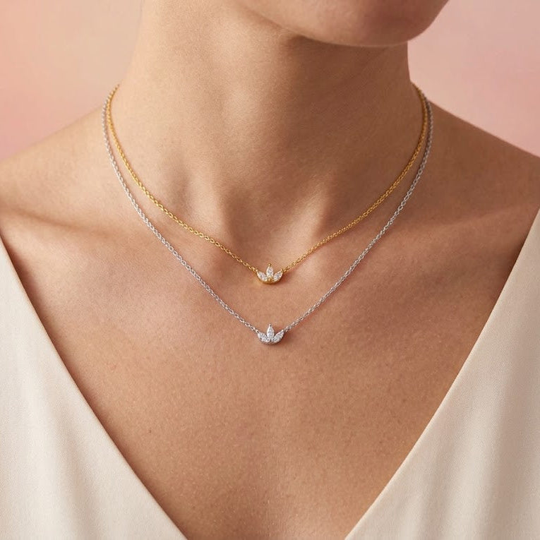 Collana Girocollo Tiarina con Zirconi In Acciaio Inossidabile