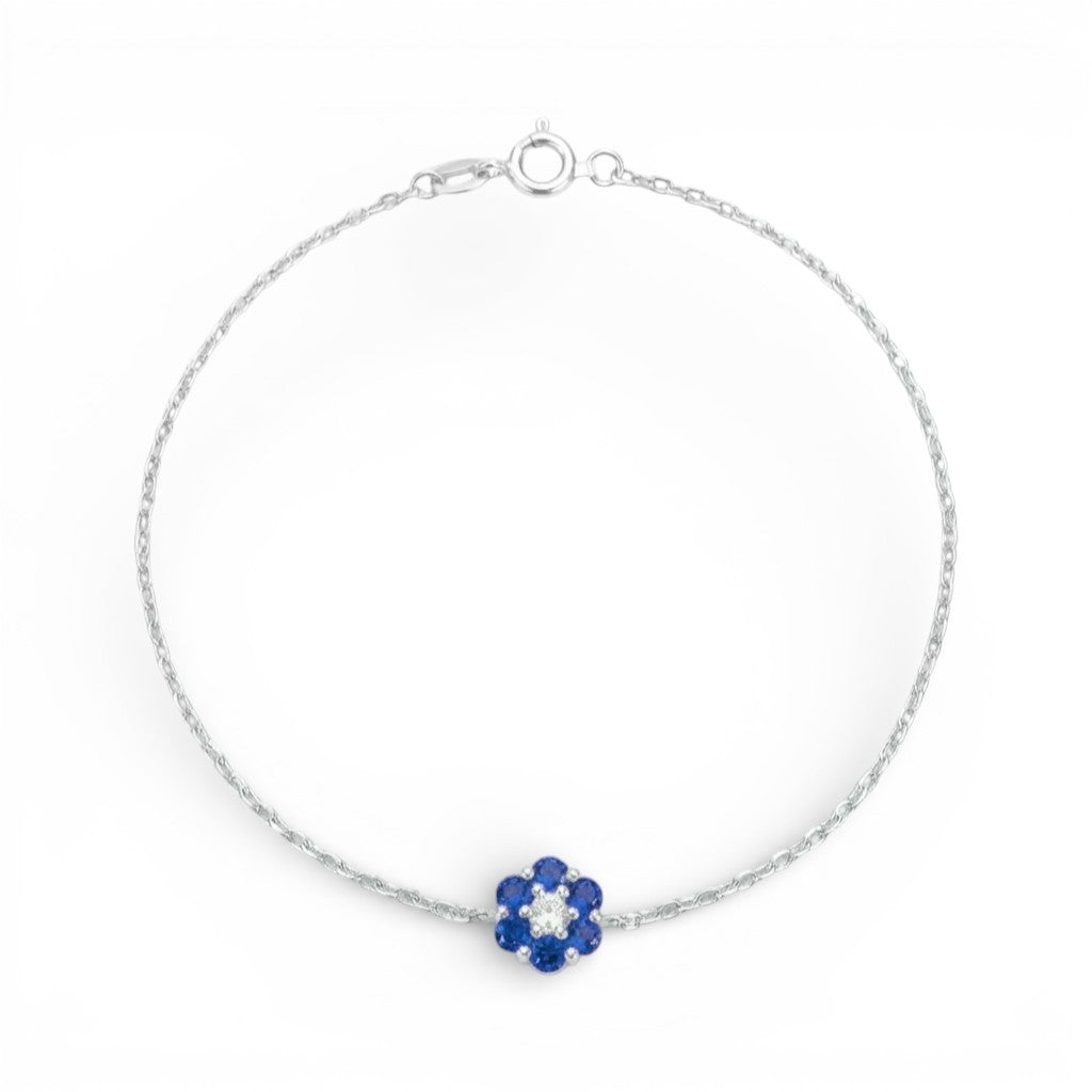 Bracciale Petali Cromatici con Fiore di Zirconi in Argento 925