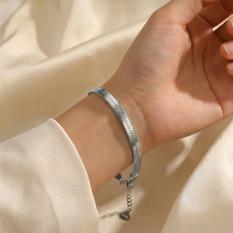 Bracciale Snake Piatto In Acciaio Inossidabile