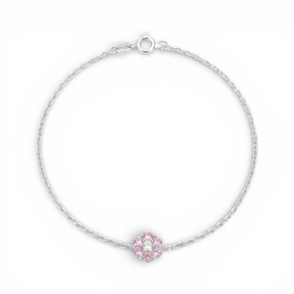 Bracciale Petali Cromatici con Fiore di Zirconi in Argento 925