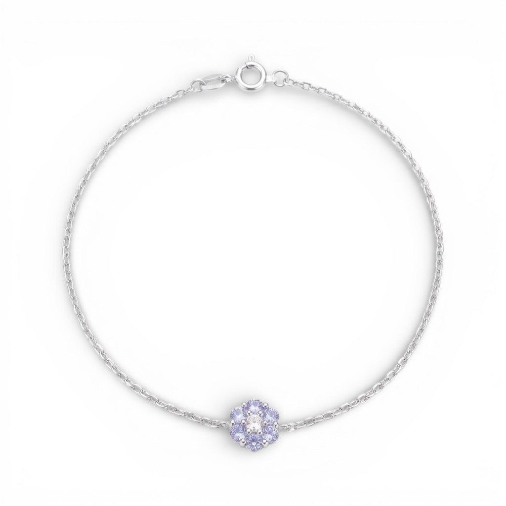 Bracciale Petali Cromatici con Fiore di Zirconi in Argento 925