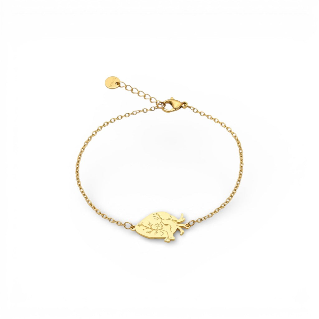 Bracciale con Cuore Anatomico in Acciaio Inossidabile