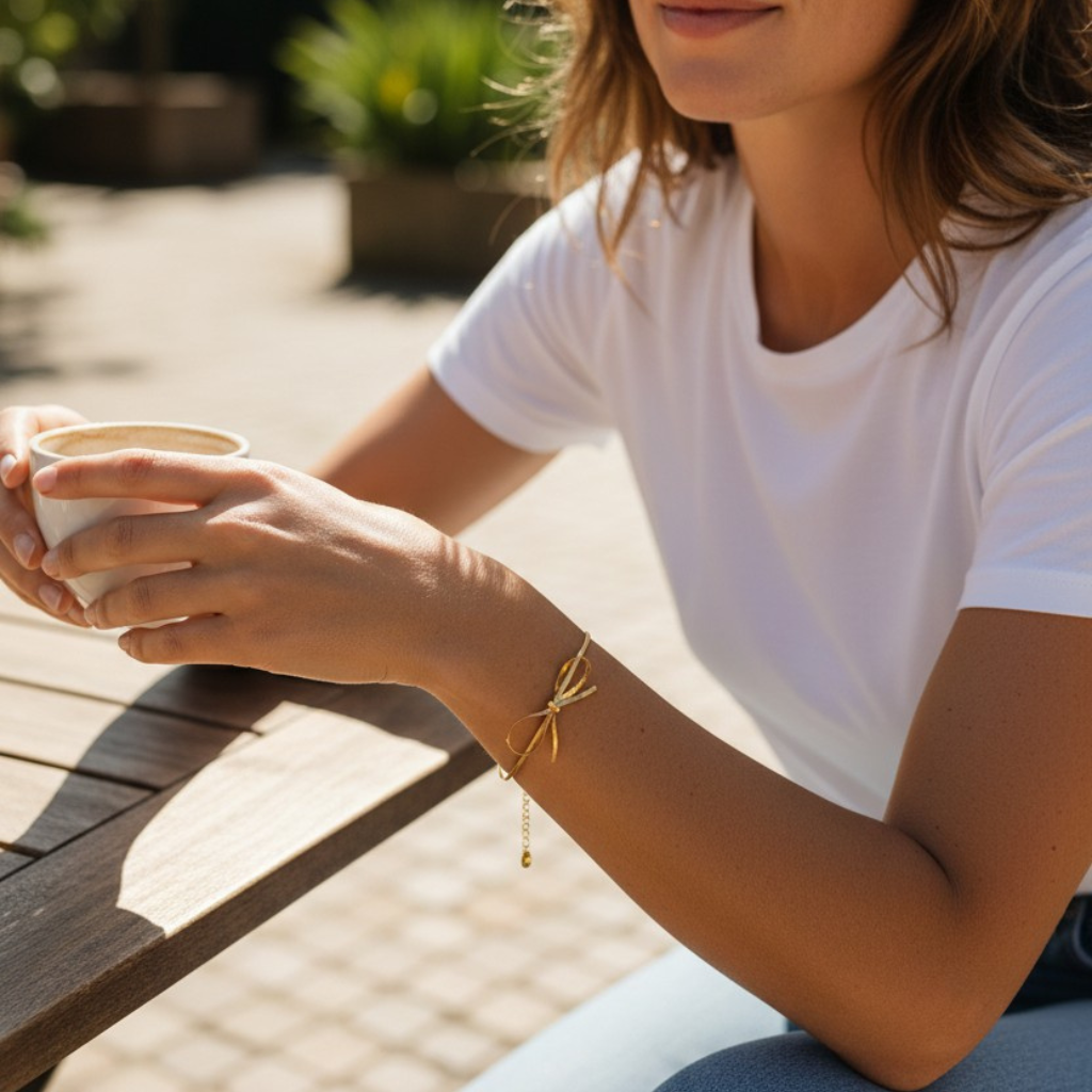 Bracciale con Dettaglio Fiocco In Acciaio Inossidabile