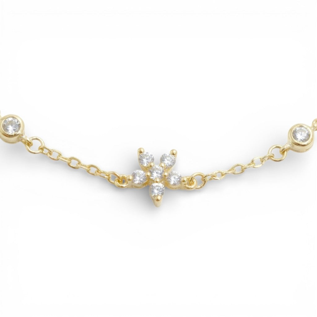 Bracciale Ghirlanda di Primavera con Fiori Pendenti In Argento 925