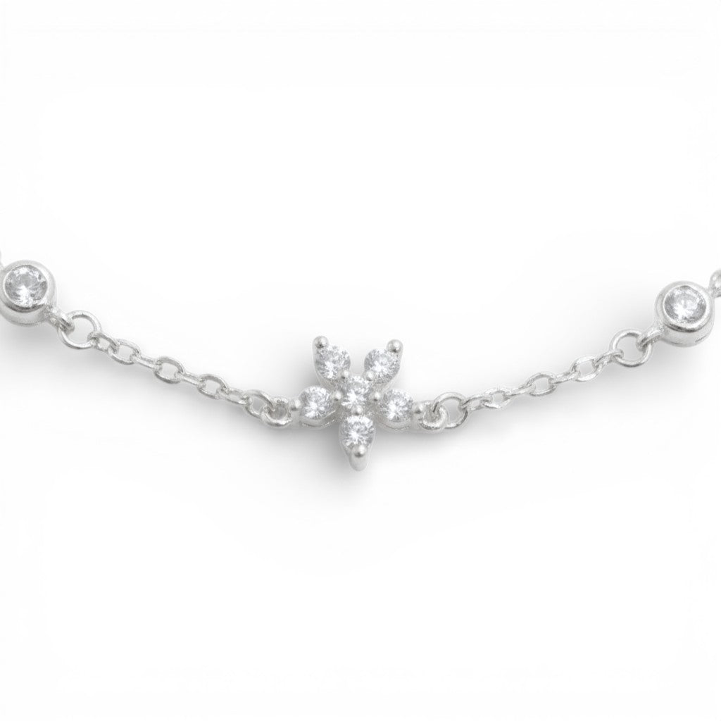 Bracciale Ghirlanda di Primavera con Fiori Pendenti In Argento 925