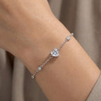 Bracciale con Cuore Pendente e Sfere Zirconate In Acciaio Inossidabile