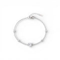 Bracciale con Cuore Pendente e Sfere Zirconate In Acciaio Inossidabile