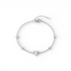 Bracciale con Cuore Pendente e Sfere Zirconate In Acciaio Inossidabile