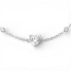 Bracciale con Cuore Pendente e Sfere Zirconate In Acciaio Inossidabile