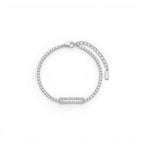 Bracciale Tennis con Piastrina Rettangolare di Zirconi In Acciaio Inossidabile